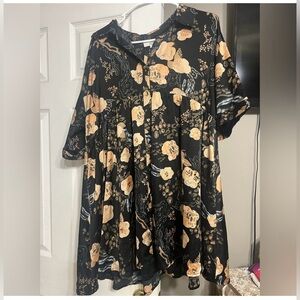 Umgee Black and Tan Floral Mini Dress
